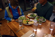 Katie and Eugene with their Butternut Squash Ravioli w/Pesto and salad.