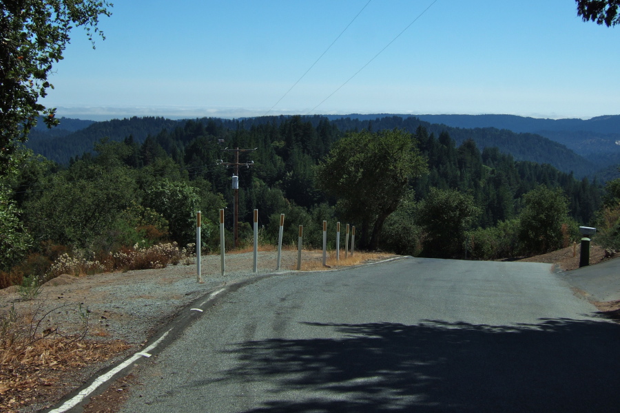 View back down Hutchinson Road, toward Santa Cruz