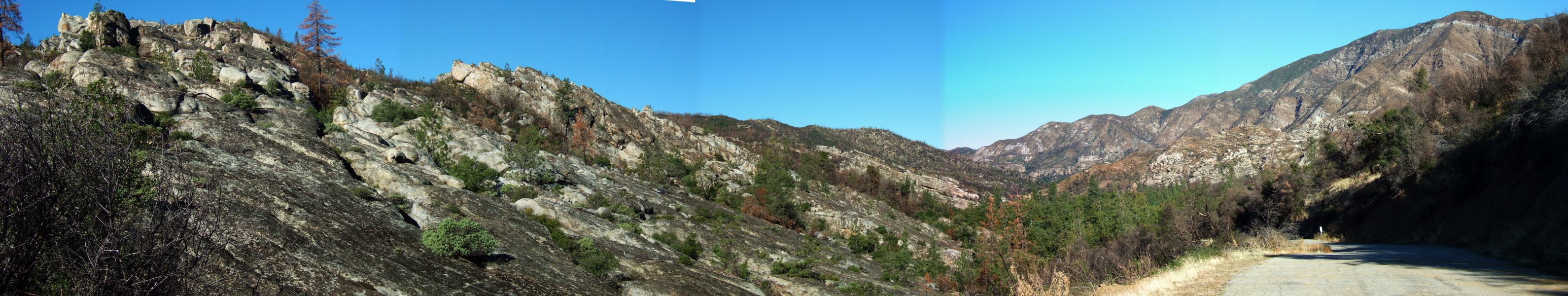 Panorama of upper Arroyo Seco canyon near Indians Station.