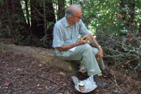 David enjoys his luncheon by the trail.