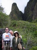 Bill, David and Kay in front of 'Iao Needle.