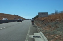 The road surface improves but the shoulder gets narrow as we cross into Alameda County.