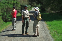 David has a word with the ranger about the section of steep trail by Los Trancos Creek.