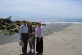 David, Kay, and Laura at the mouth of Soquel Creek.