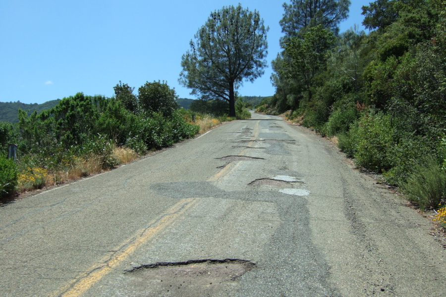 Lots of potholes on the upper part of the Mt. Umunhum Road
