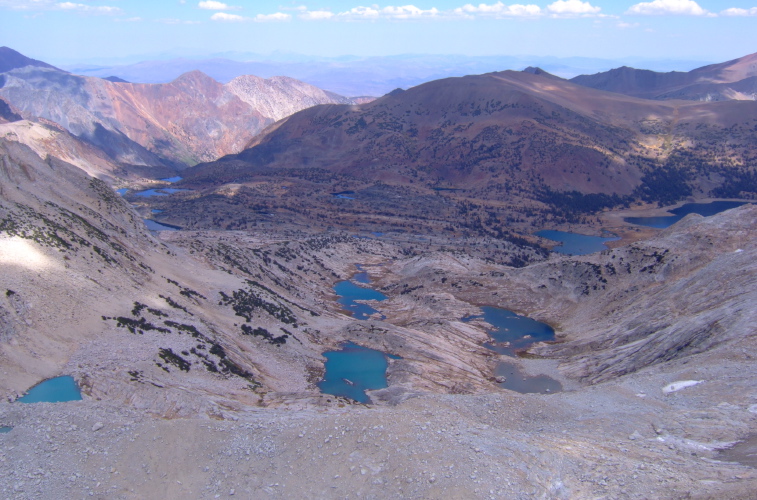 Twenty Lakes Basin and Lundy Canyon from the summit.