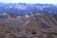 The spires of the Cathedral Range from the east plateau of Mt. Conness.