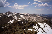 View west toward Dicks Peak (9974ft) from Mt. Tallac.