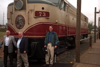 In front of one of the locomotives