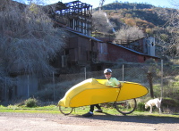 Bill Bushnell in front of old Idria mine buildings