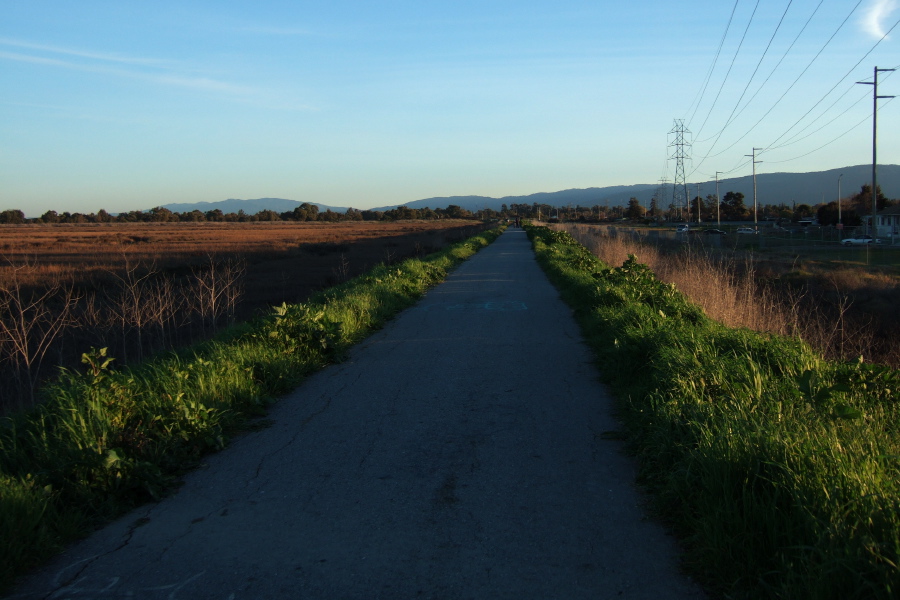 Heading south on the Bay Trail east of East Palo Alto