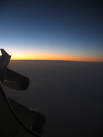 Sunrise over the South China Sea after a long night over the Pacific Ocean