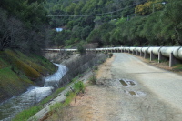 Water flows in Los Gatos Creek.