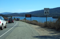 Bumper to bumper traffic on CA92 near Crystal Springs Reservoir