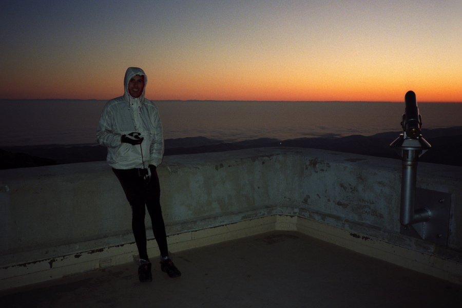 Bill is dressed appropriately to witness a winter sunrise on Mt. Diablo.