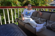 Bill relaxes on the deck after the day's travel.