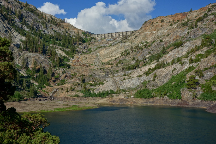 Agnew Lake (below) and Gem Lake dam (above)