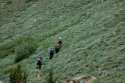 Horseback riders head toward Agnew Pass
