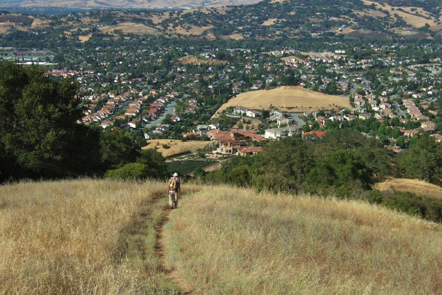 Prospect Trail descends steeply to New Almaden Trail.