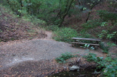 Picnic table next to Randol Creek