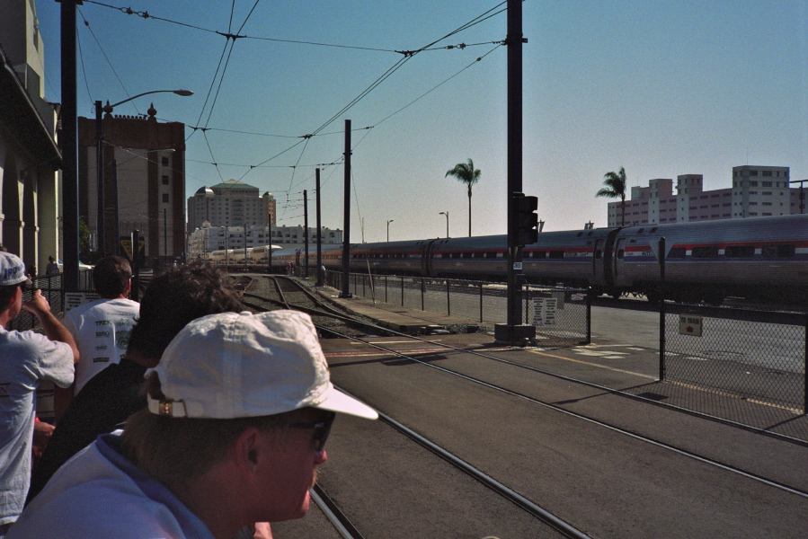 Waiting to board the train back to Irvine.