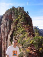 Bill in front of the trail to the summit of Angel's Landing.