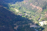 Zoomed view of the Zion Lodge from Angel's Landing.