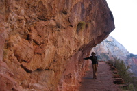The trail is cut into the rock.