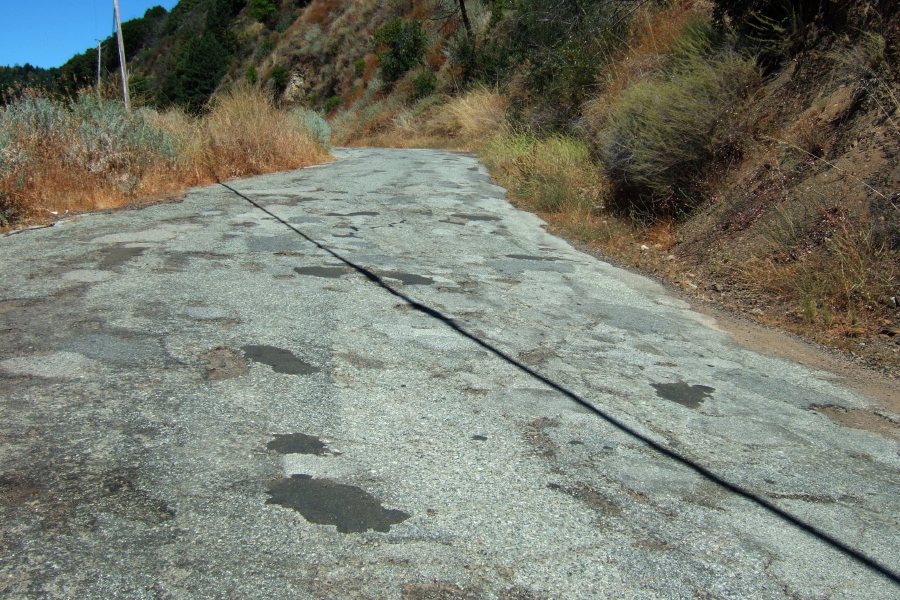 Potholes and patchwork on Eureka Canyon Rd.