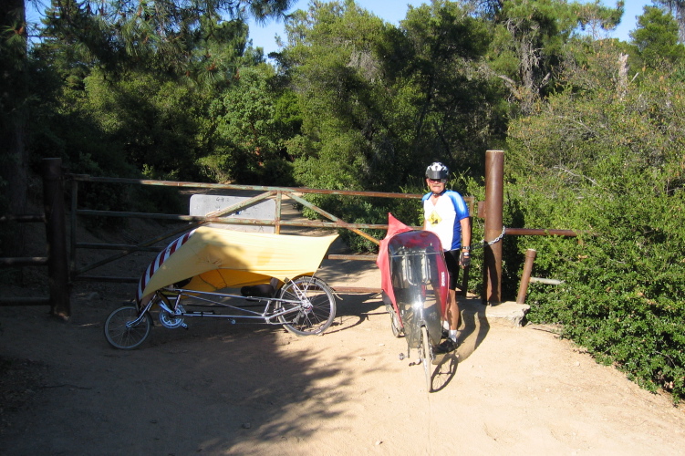 We've just gotten our bikes over the outer gate at the Forest of Nisene Marks State Park. (2410ft)