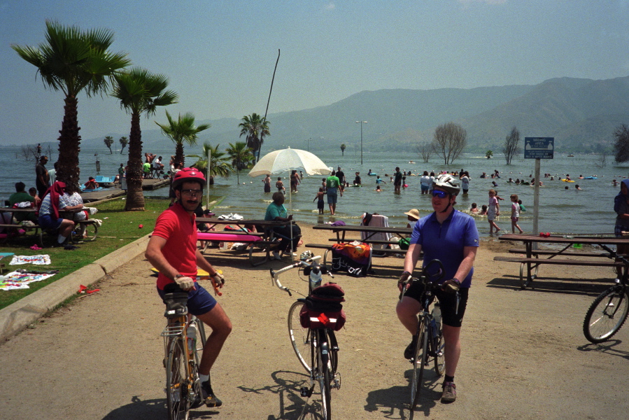 Stopping for a break at Lake Elsinore