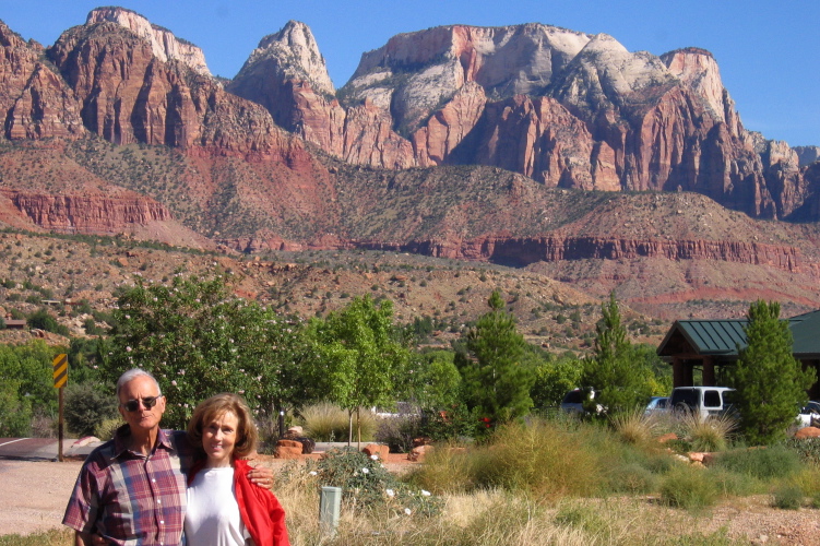 David and Kay at the head of Zion Canyon in Springdale, UT.