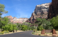 Arriving at the Zion Lodge.
