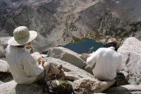 Bill and David enjoy the dizzying view of Ruby Lake from the shoulder of Mt. Starr.