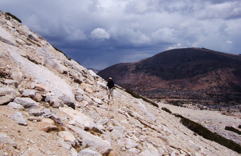 David on the slope to the ridge.