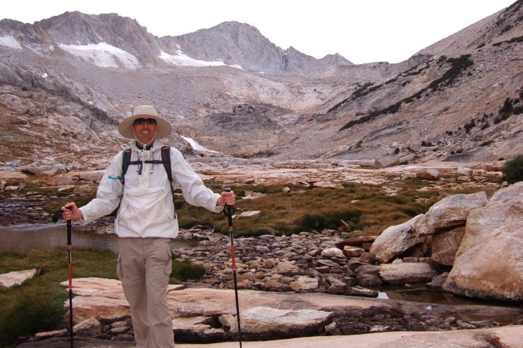 Bill on the bench below the Conness Lakes after the passage of the tempest.