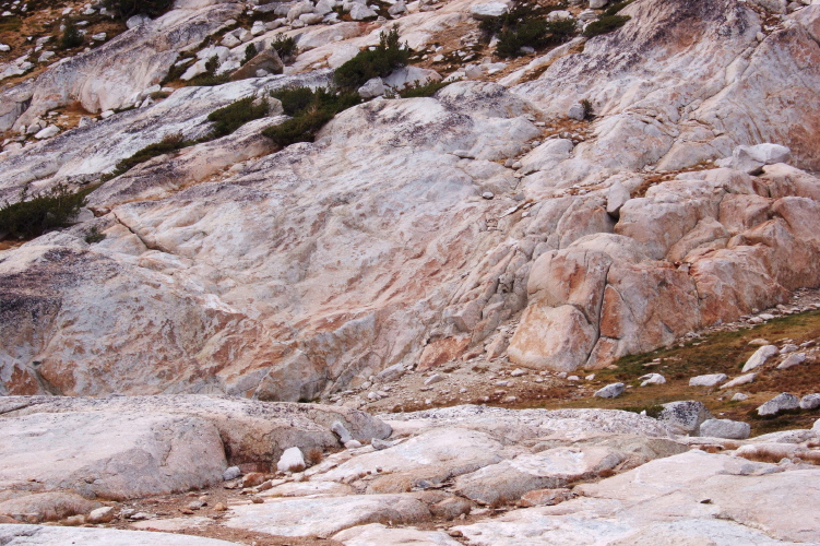 The large rock at Lower Conness Lake.