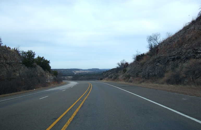Heading north on US-87 north of Fredericksburg, TX.