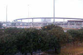 View of I-35 & TX-71 interchange from hotel window.