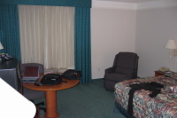 Hotel room at La Quinta Inn, living area