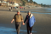 Ron and Alice at New Brighton Beach at low tide