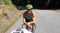 Laura trying to relax without her aerobars on Highland Way (1850ft)