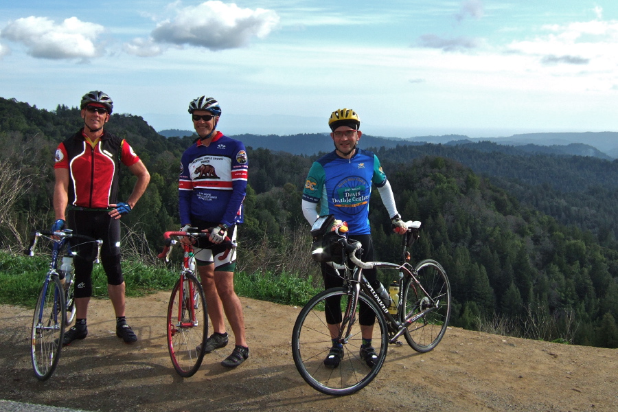 Glen, Mark and Jerome at a viewpoint near the top of Bear Creek Rd.