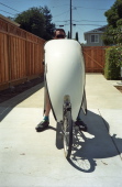 Bill models his Gold Rush with coroplast fairing (2).