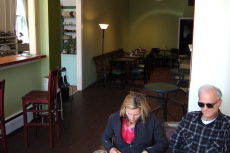 Laura and David at the Nova Market Cafe, Bennington, VT