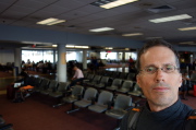 Self-portrait at Boston Logan Airport while waiting for my flight