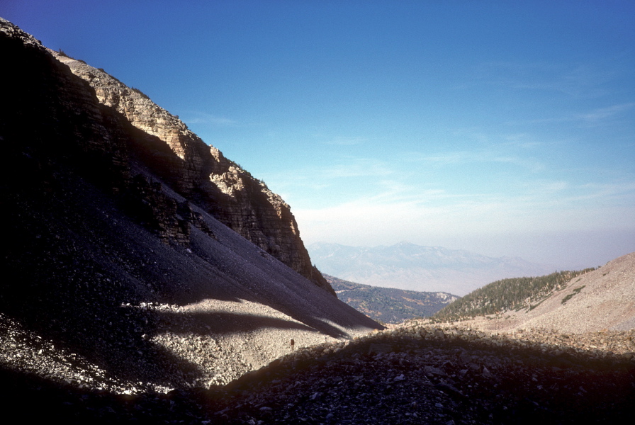 The shadows are lengthening as we turn around to hike down the trail.