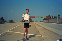 Bill at the north end of the closed freeway