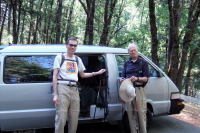 Bill and David start the hike up the Crags Trail from the Viewpoint parking area.