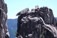 Rock perched on a crag.